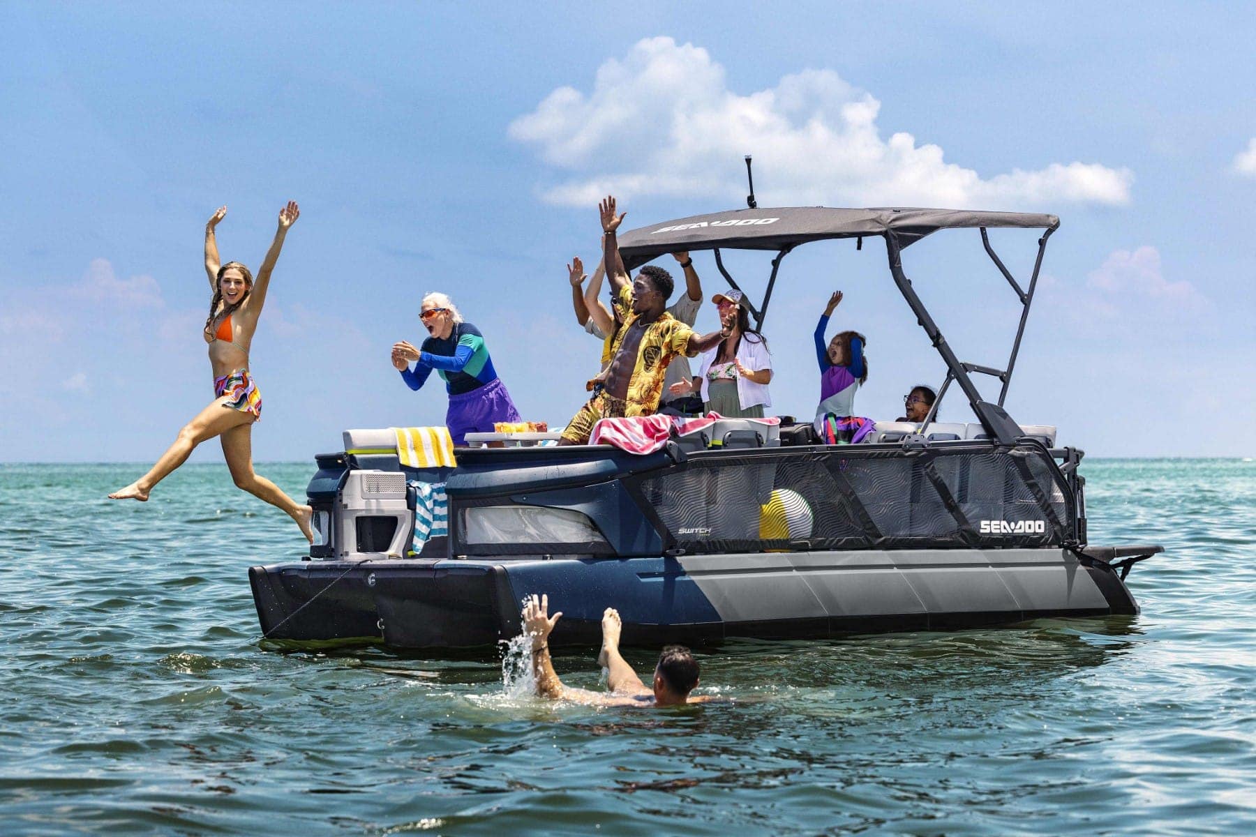 Sea Doo Switch Sport Jumping From Pontoon